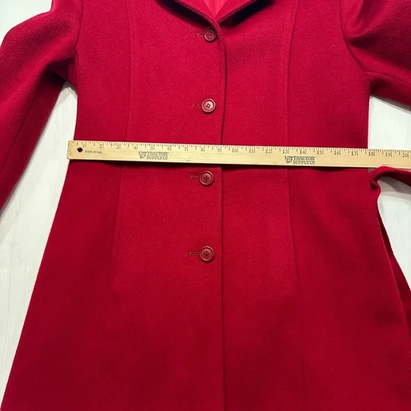 Steve by Searle Red Wool Blend Coat Women’s Size 8 Belted Peacoat - Picture 6 of 10